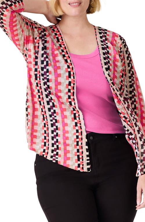 Shop Nic + Zoe Nic+zoe Pixel Sunset 4-way Linen Blend Convertible Cardigan In Pink Multi