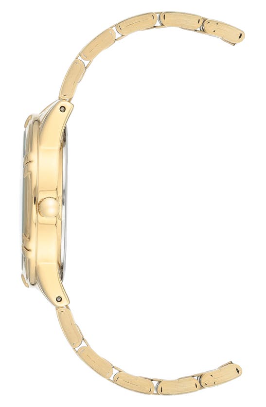 Anne Klein Premium Crystal Accented Solar Powered Bracelet Watch In Black Mother Of Pearl Dial