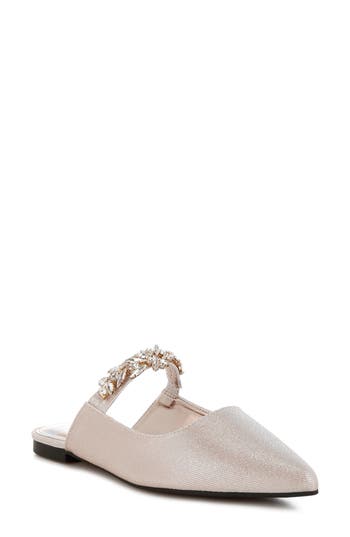 Rag & Co Magnum Crystal Strap Mule In Beige