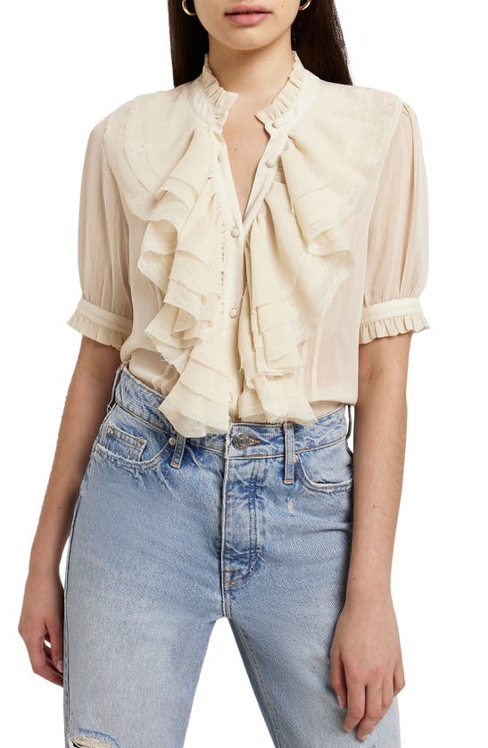 Chiffon Ruched Blouse in Cream