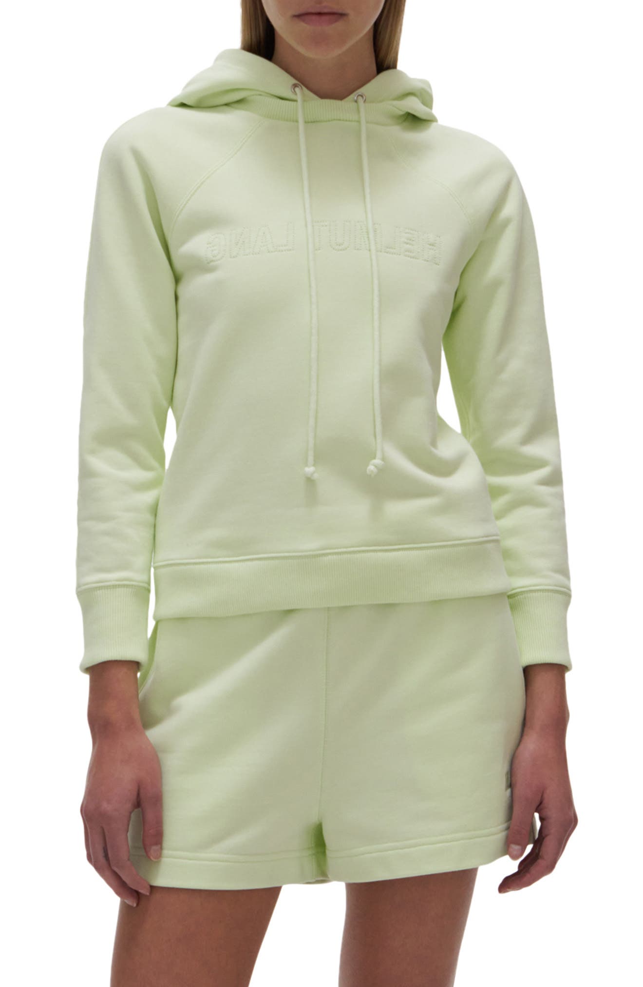 Helmut Lang Embroidered Fitted Hoodie in Electric Green at Nordstrom, Size Xx-Small
