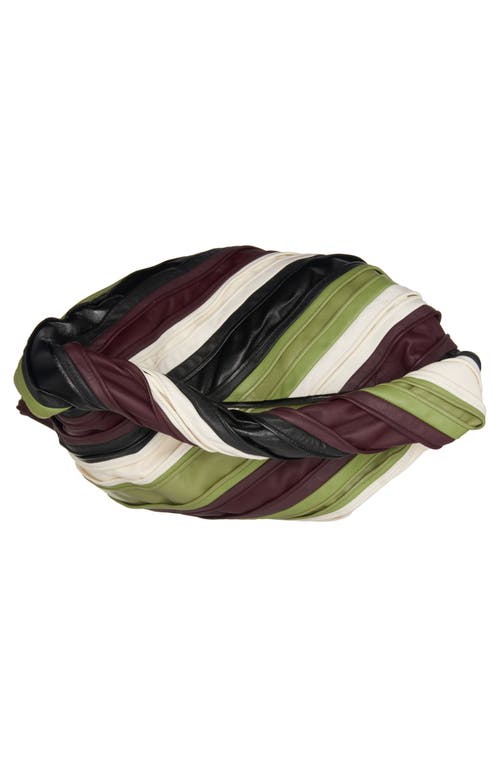 Bottega Veneta Large Hob Stripe Leather Hobo Bag In Black/green Multi