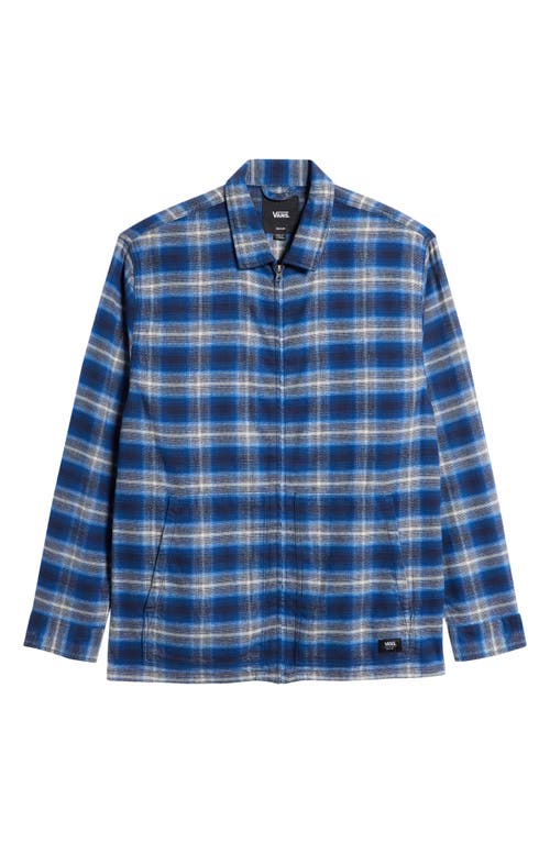 Shop Vans Montwood Check Flannel Zip Shirt Jacket In Dress Blues/true Blue