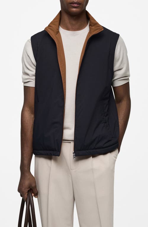 Shop Mango Water Repellent Reversible Vest In Dark Navy