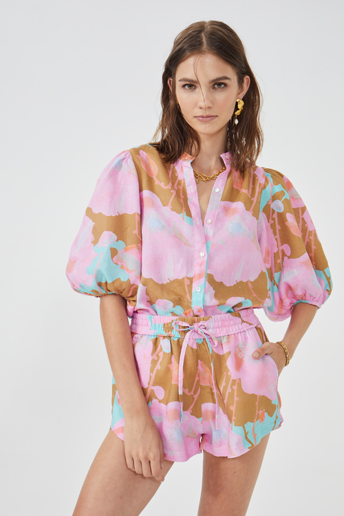 Lanhtropy Bubble Linen Shirt In Aquarela