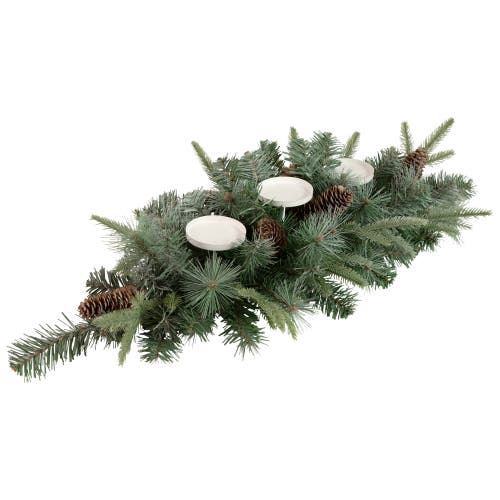 Northlight 32" Artificial Mixed Pine And Pine Cones Christmas Candle Holder Centerpiece In Green
