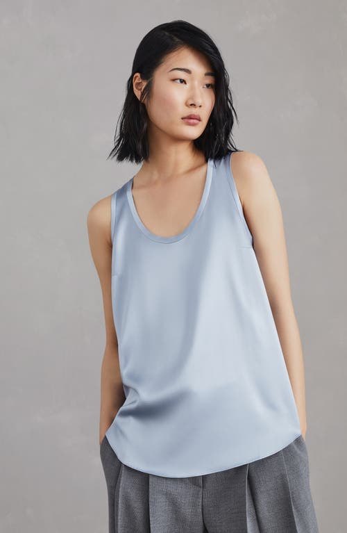 Shop Brunello Cucinelli Satin Top In Light Denim