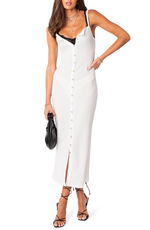 EDIKTED Sable Sheer Button-Up Maxi Dress White at Nordstrom,