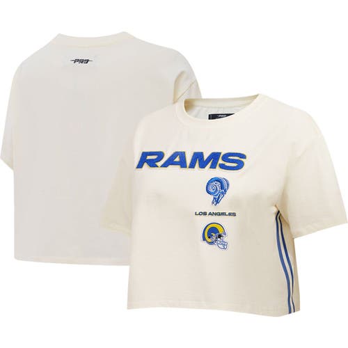 Women's Pro Standard Cream Los Angeles Rams Retro Classic Boxy Cropped T-Shirt