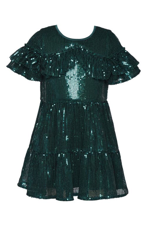 Shop Hannah Banana Kids' Sequin Ruffle Party Dress In Emerald