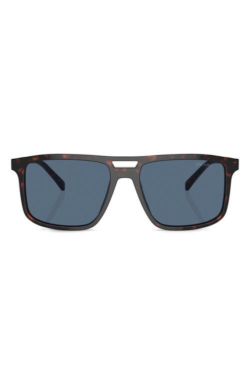 Shop Prada 56mm Rectangular Sunglasses In Brown/dark Blue