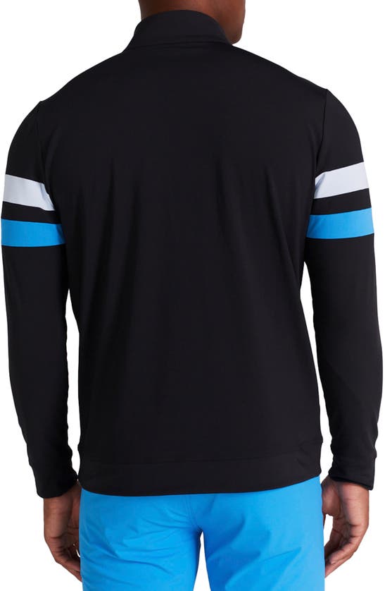 Shop Redvanly Wilson Stripe Detail Quarter-zip Pullover In Black