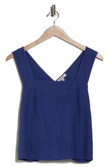 Madewell Irene Linen Blend Top In Blue