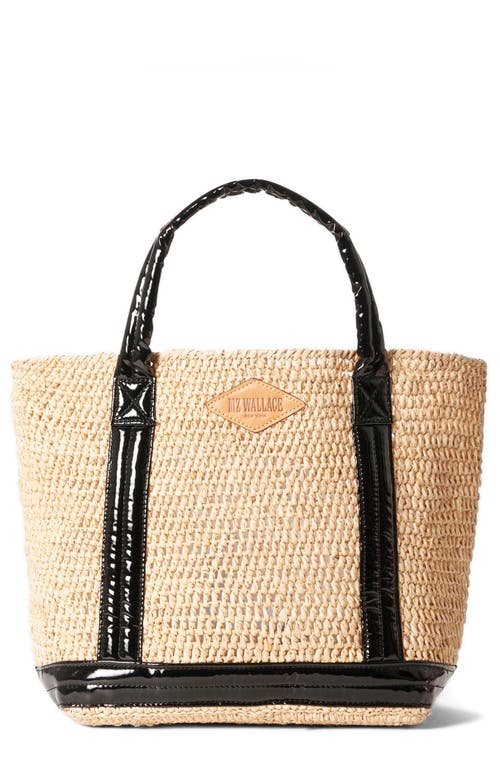 Mz Wallace Small Raffia Tote In Raffia/black Lacquer