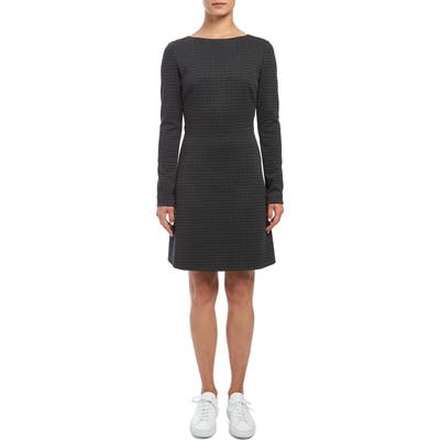 Theory Kamillina Long Sleeve Houndstooth Dress, Blue