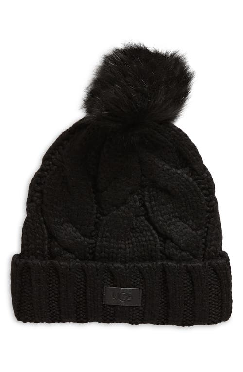UGG(r) Cable Knit Pom Beanie in Black