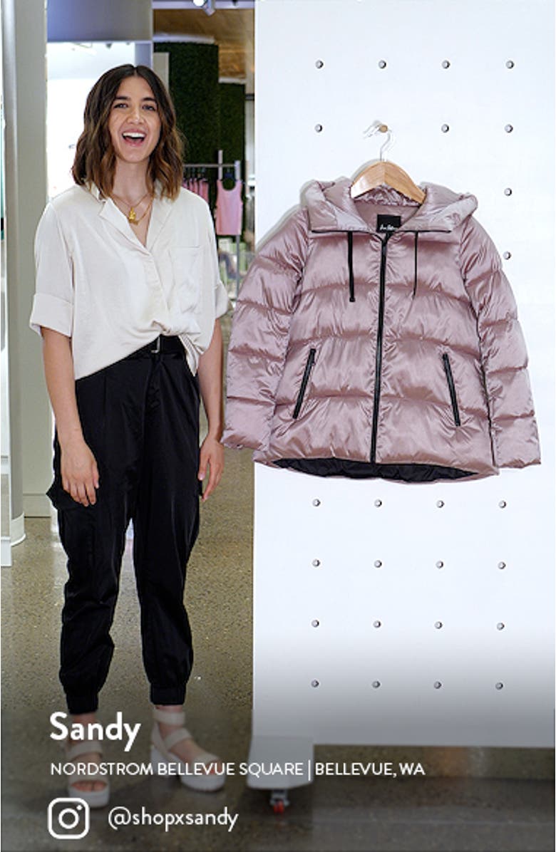 Iridescent Water Repellent Hooded Puffer Jacket, sales video thumbnail