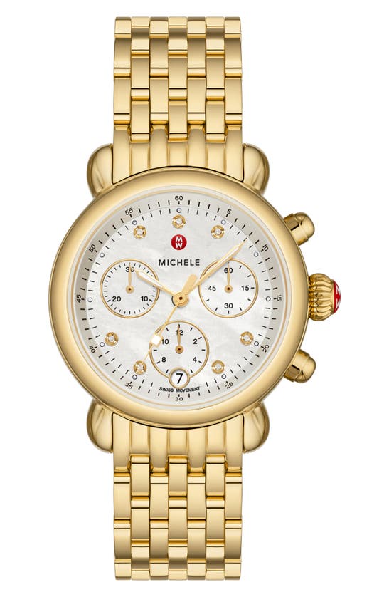 Michele Csx Diamond Bracelet Watch, 36mm In Gold