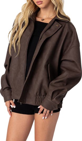 EDIKTED Mori Oversize Faux Leather Jacket | Nordstrom