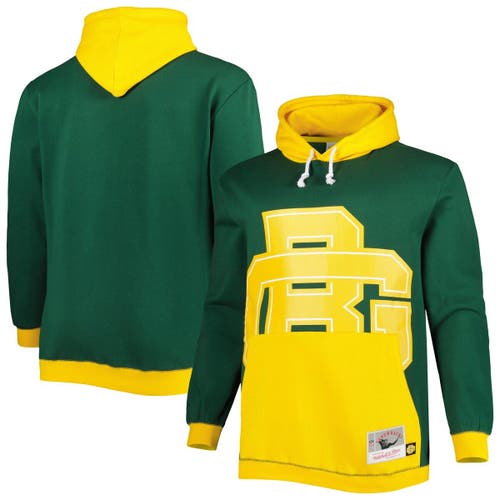 Men's Mitchell & Ness Green/Gold Green Bay Packers Big & Tall Big Face Pullover Hoodie