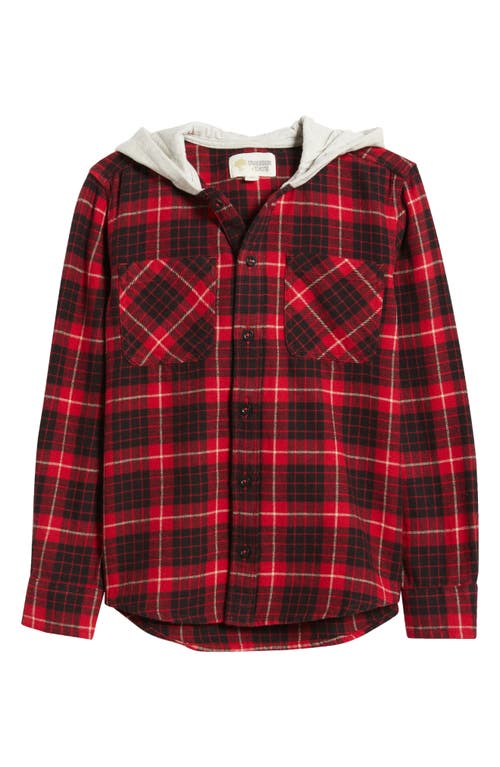 Tucker + Tate Kids' Hooded Cotton Flannel Shirt in Red Rio Kodiak Plaid 