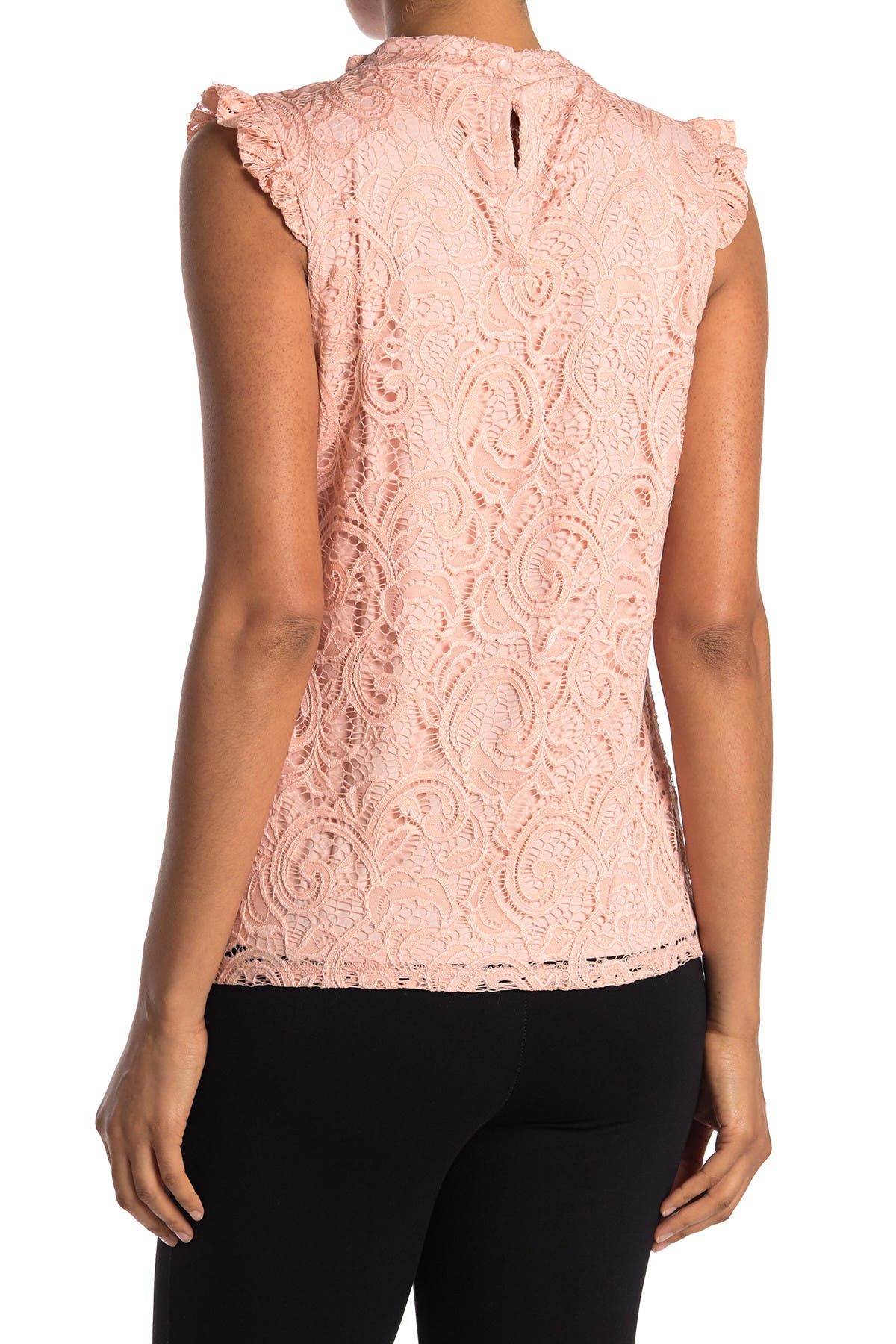 Adrianna Papell Paisley Lace Knit Sleeveless Top In Light/pastel Pink5