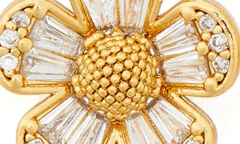 Shop Kate Spade Fleurette Cubic Zirconia Huggie Drop Earrings In Clear/ Gold