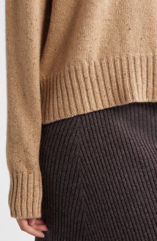 Johnstons Of Elgin Relaxed Fit Cashmere Donegal Sweater In Camel Donegal