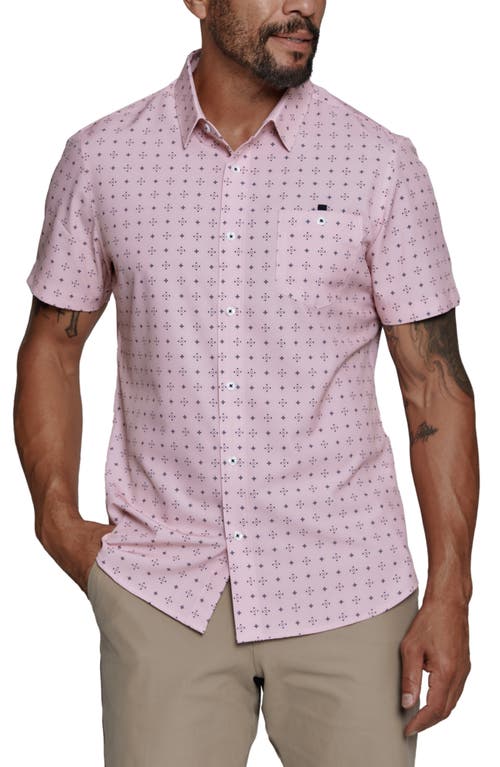 Shop 7 Diamonds Ronin Medallion Print Short Sleeve Performance Button-up Shirt In Rose