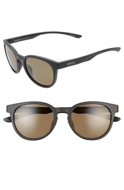 Smith Eastbank 52mm ChromaPop Polarized Round Sunglasses in Matte Black/Green at Nordstrom