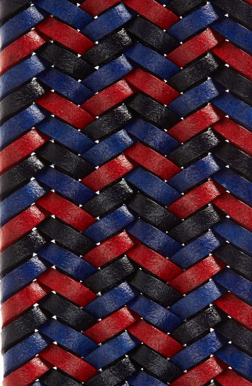 Shop Torino Braided Leather Belt In Navy/red/blue