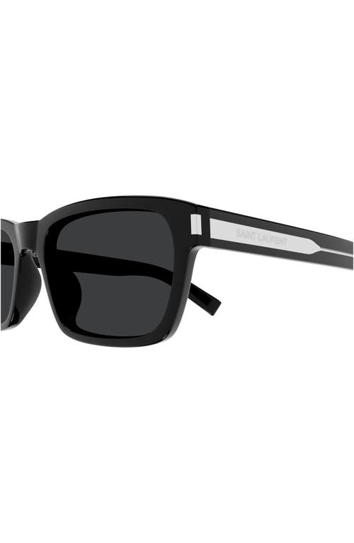 Shop Saint Laurent 57mm Rectangular Sunglasses In Black