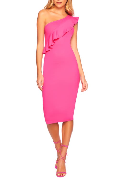 Susana Monaco One-Shoulder Ruffle Cocktail Dress Hot Pink at Nordstrom,