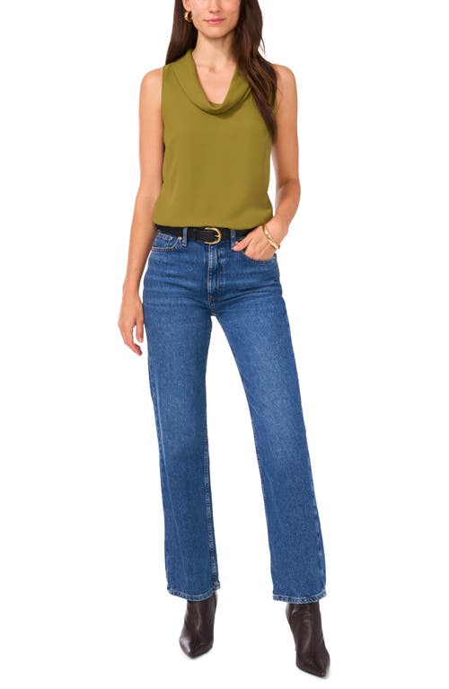 Shop Vince Camuto Cowl Neck Sleeveless Blouse In Olive Moss