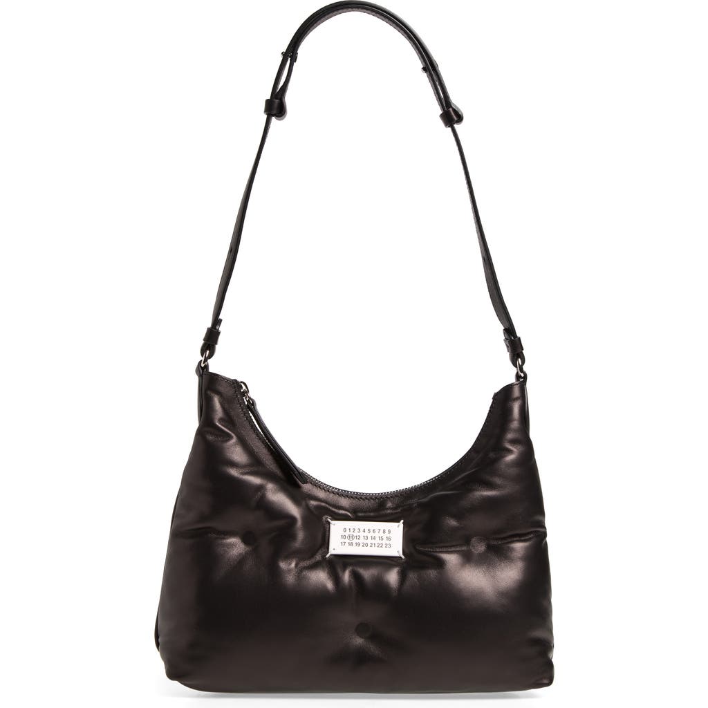 Maison Margiela Black Nappa Leather Small Glam Slam Hobo Shoulder Bag In Black