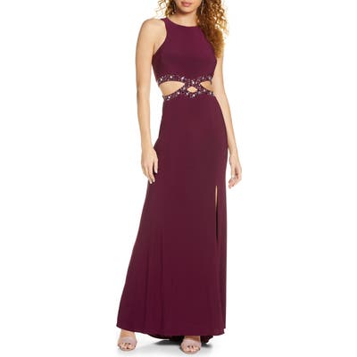Morgan & Co. Cutout Waist Gown, Burgundy