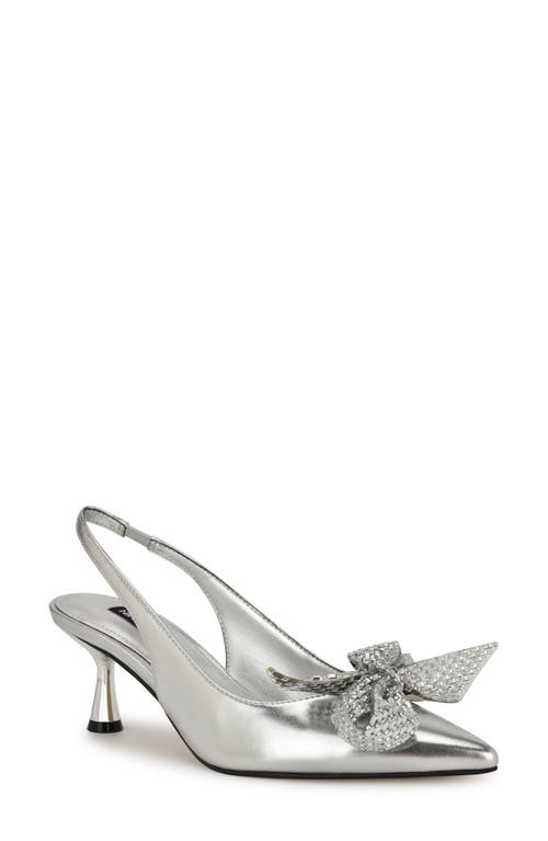 Shop Nine West Rills Pointed Toe Slingback Pump In Silver