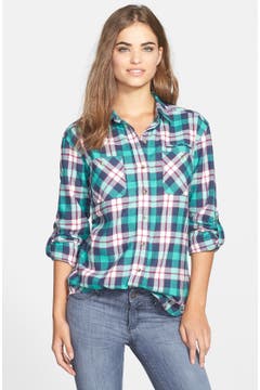 Sandra Ingrish Plaid Flannel Roll Sleeve Shirt | Nordstrom