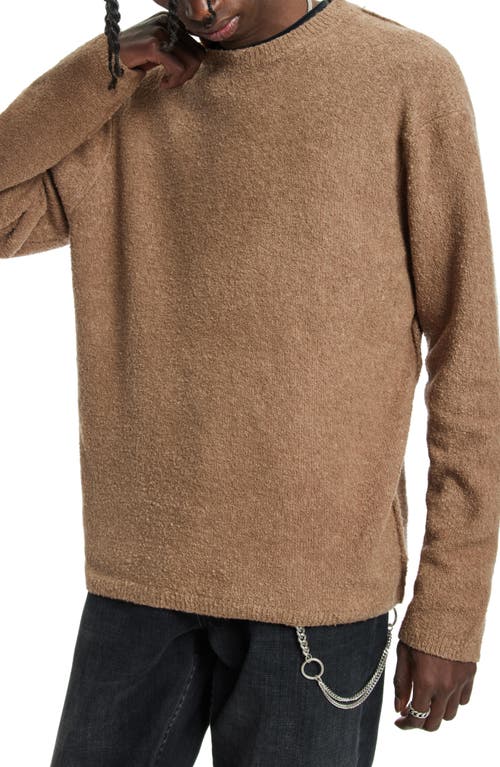 AllSaints Eamont Organic Cotton Blend Crewneck Sweater in Warm Taupe