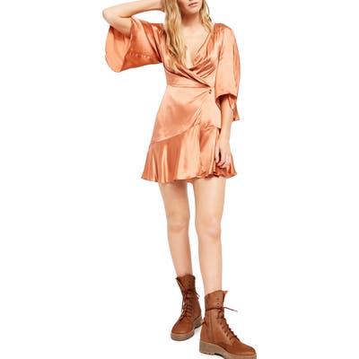 Free People Strike A Pose Wrap Dress, Orange