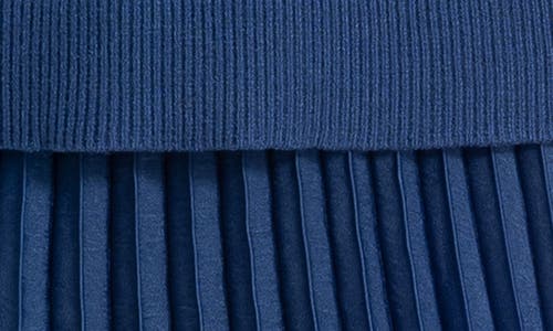 Max Studio Mock Neck Sleeveless Sweater & Pleated Skirt Set In Sapphire
