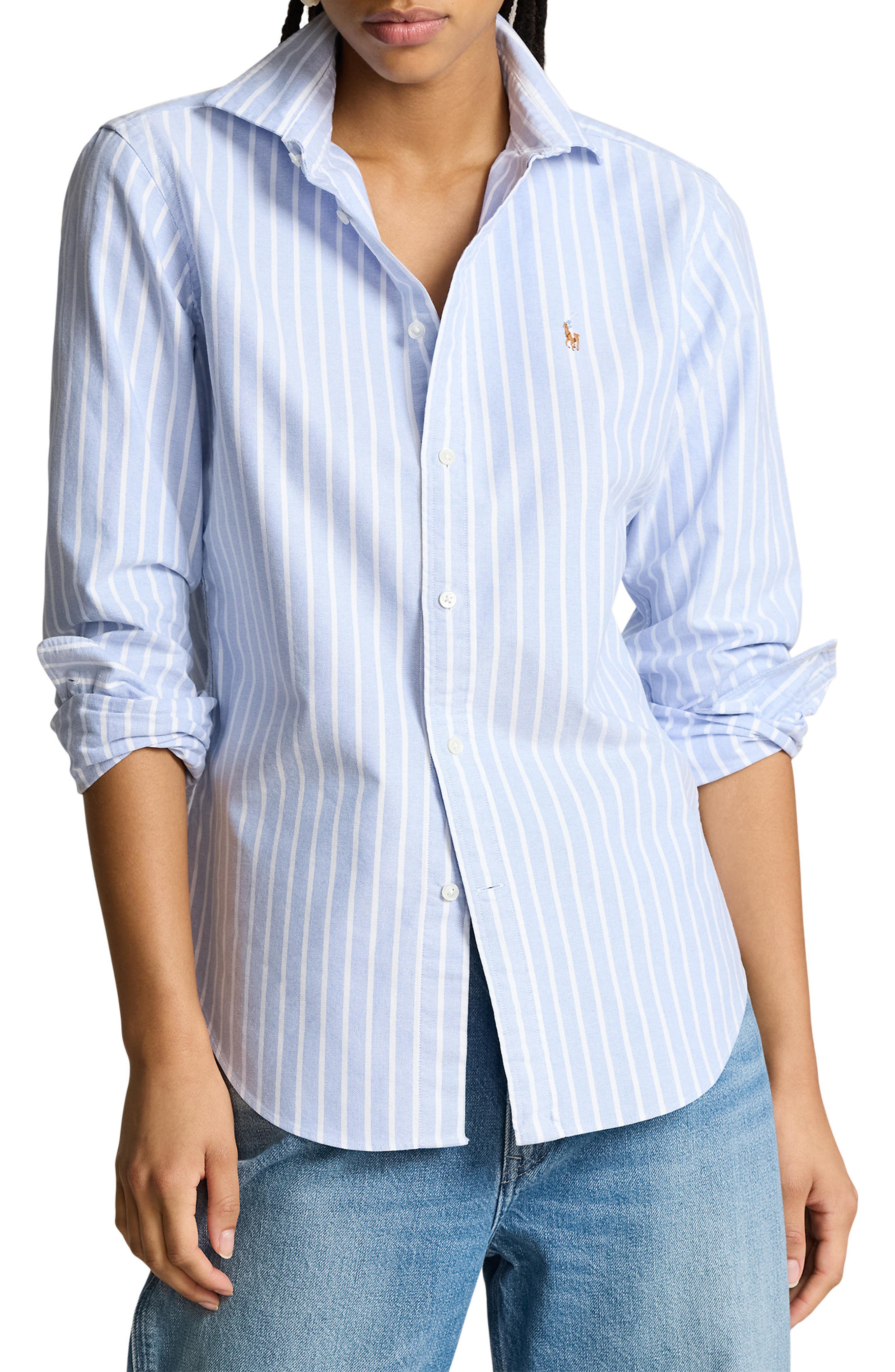 Polo Ralph Lauren Classic Fit Stripe Cotton Oxford Shirt | Nordstrom