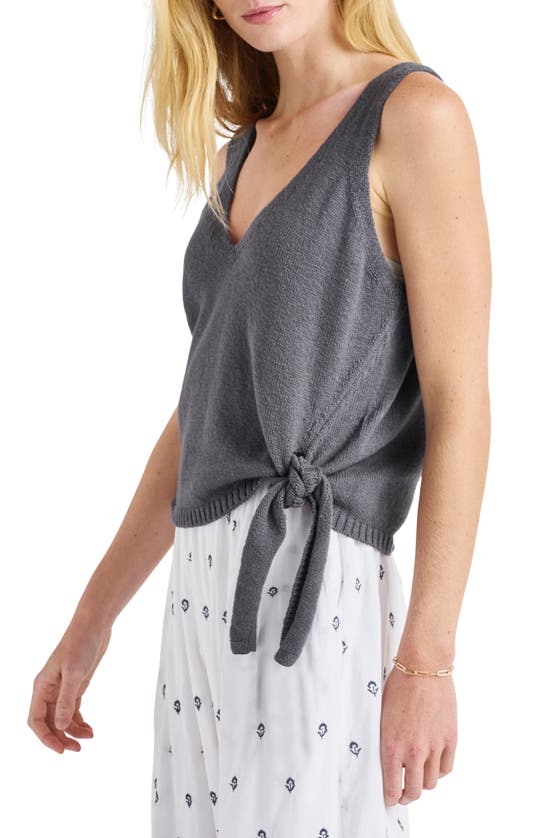 Splendid Berkeley Side Tie Cotton Sweater Tank In Ash Navy