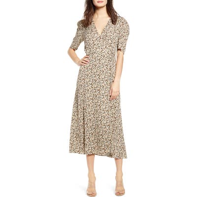 Afrm Hughes Midi Wrap Dress, Black