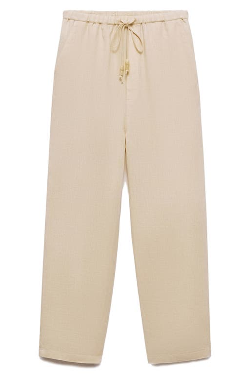 Mango Women's 100% Linen Jogger Trousers In Ecru