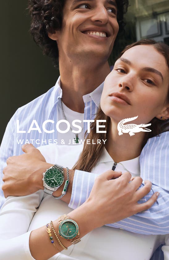 Shop Lacoste Boston Chronograph Watch, 42mm In Silver/ Green