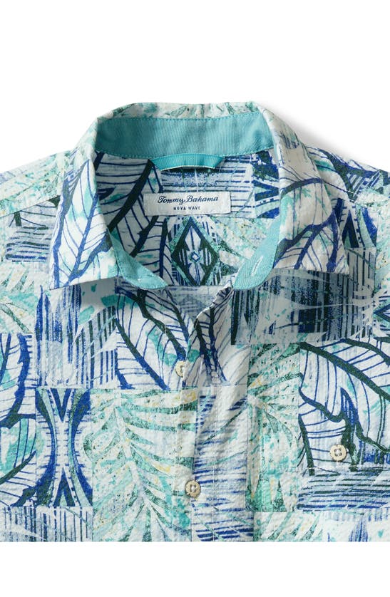 Shop Tommy Bahama Nova Wave Bermuda Batik Short Sleeve Seersucker Button-up Shirt In Blue Freeze