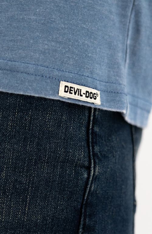 Devil-dog Dungarees Burnout Henley In Faded Blue