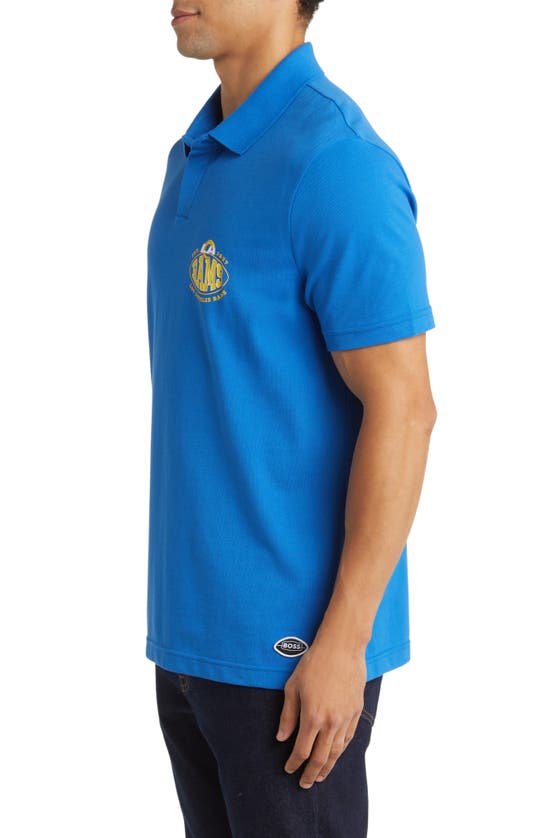 Shop Hugo Boss Boss X Nfl Cotton Polo In Los Angeles Rams Bright Blue