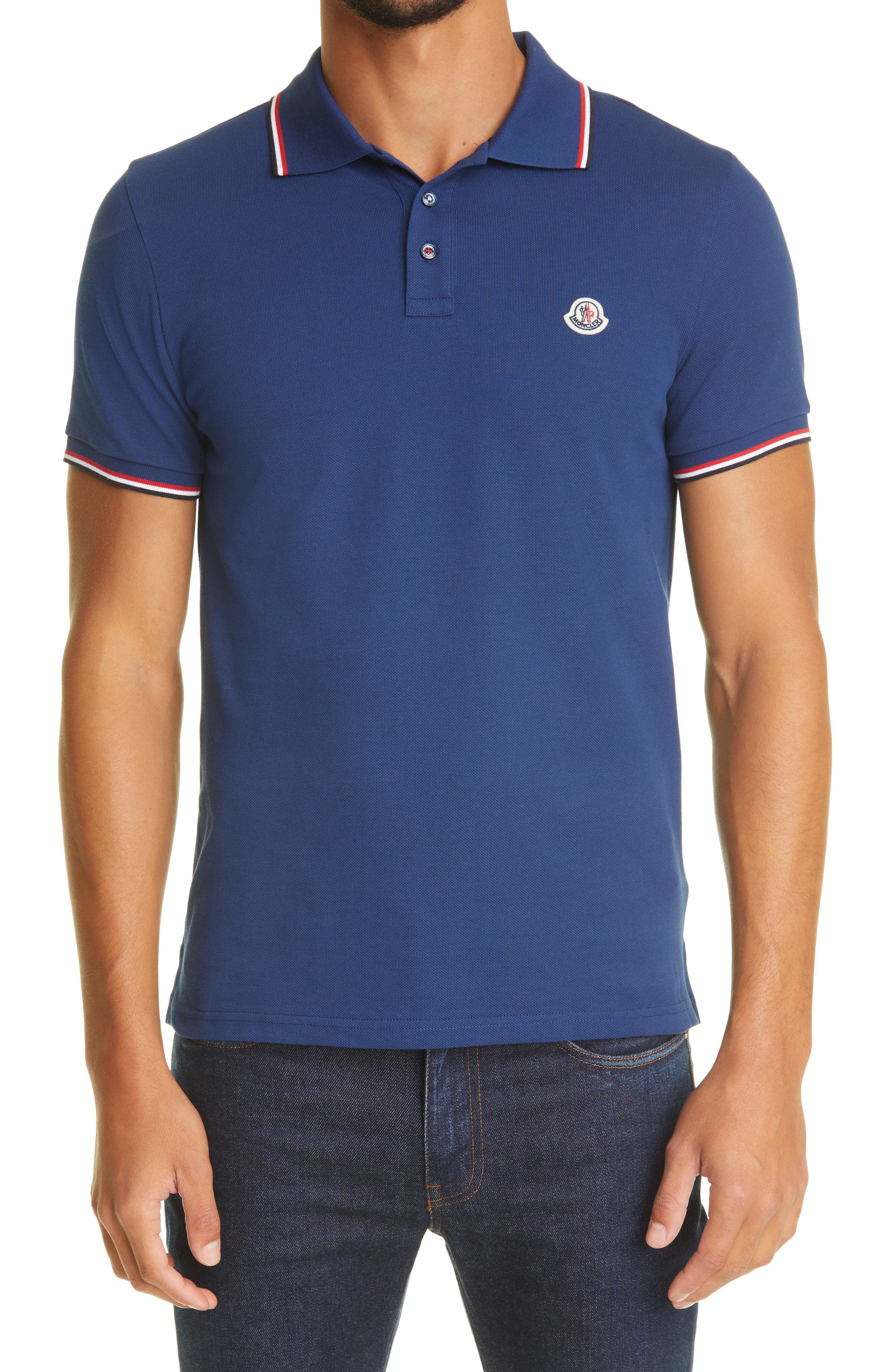 blue moncler polo